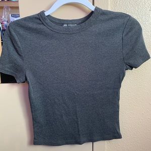 Zara Basics gray half sleeve top